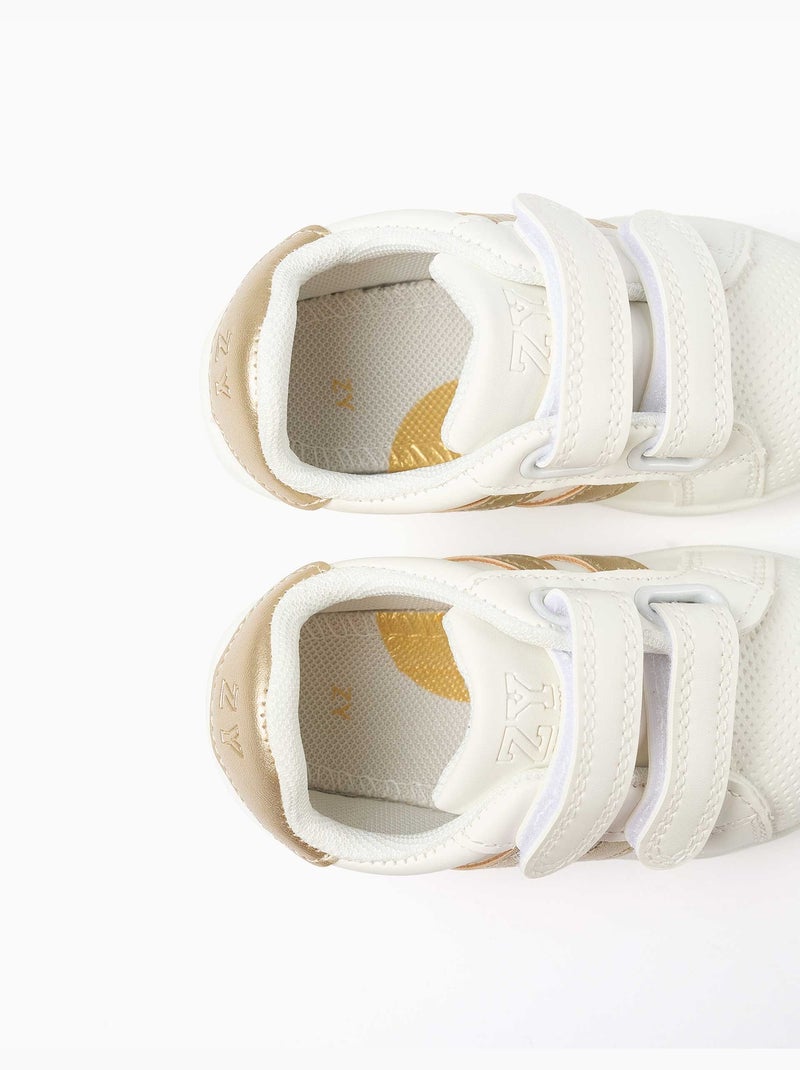 Zapatillas bajas a rayas con tiras autoadherentes Dorado/Oro - Kiabi