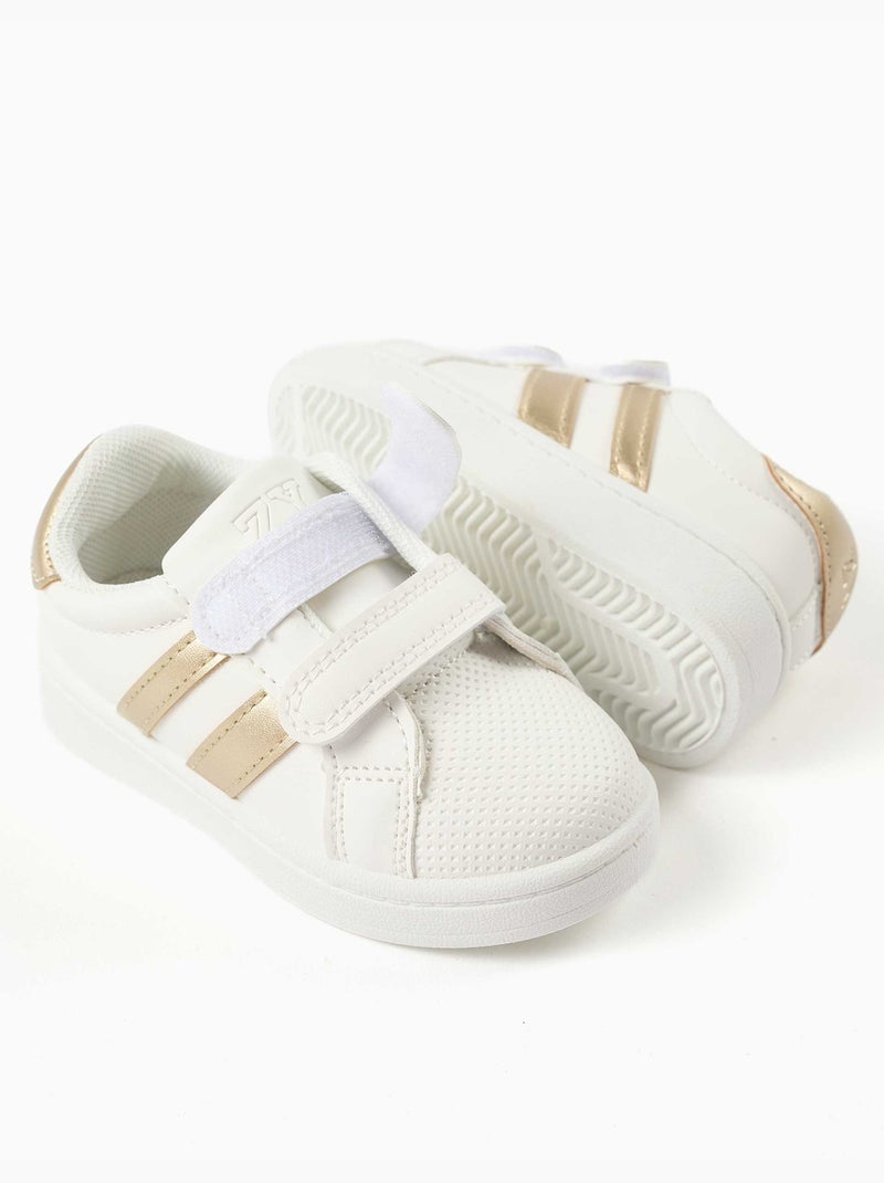 Zapatillas bajas a rayas con tiras autoadherentes Dorado/Oro - Kiabi