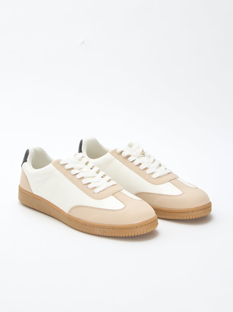 Zapatillas bajas bicolor con cordones Blanco - Kiabi