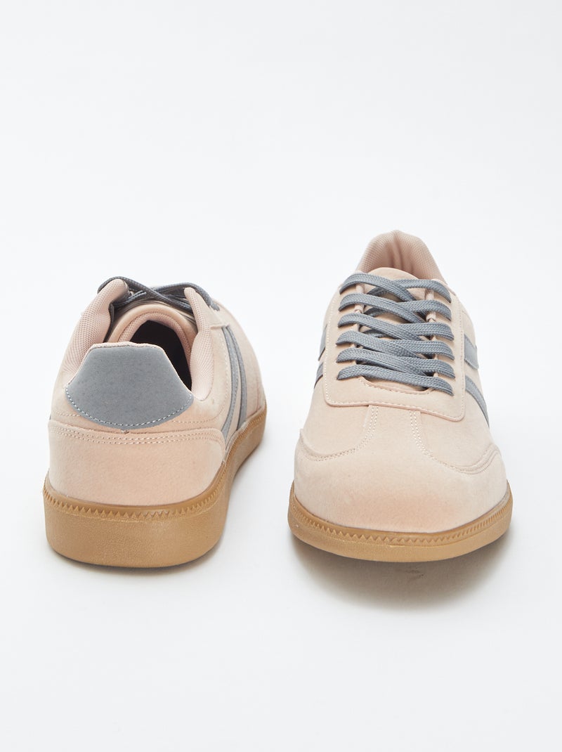 Zapatillas bajas bicolores de tela BEIGE - Kiabi