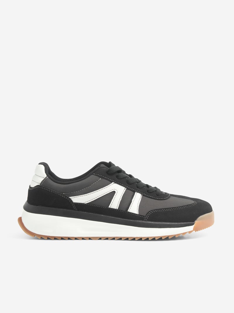 Zapatillas bajas bicolores y de dos materiales Gris - Kiabi