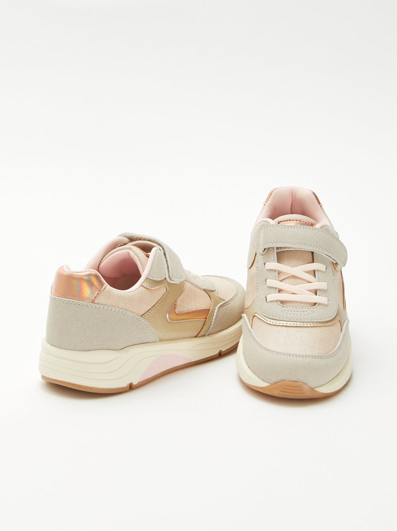 Zapatillas bajas bimateria Beige - Kiabi