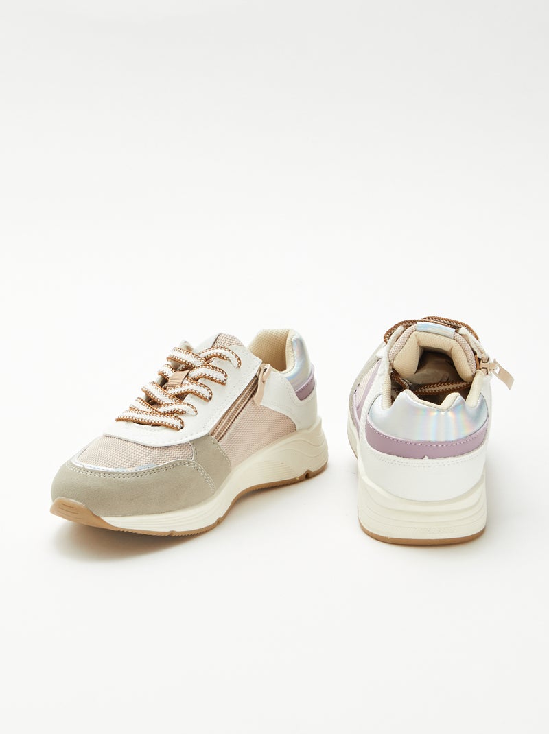 Zapatillas bajas bimateria Rosa - Kiabi