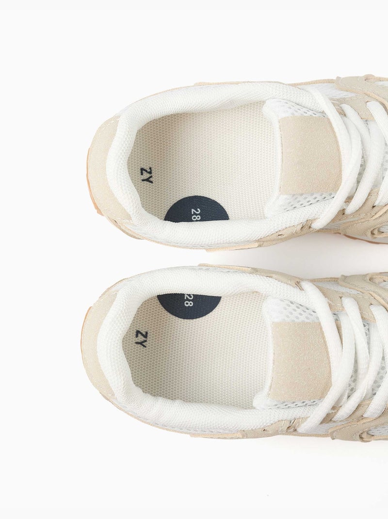 Zapatillas bajas con cordones y suela de caucho antideslizante Beige - Kiabi