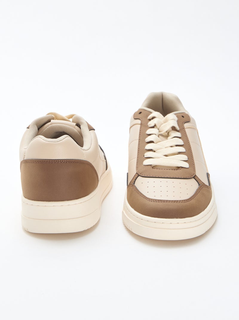 Zapatillas bajas con corte bicolor Beige - Kiabi
