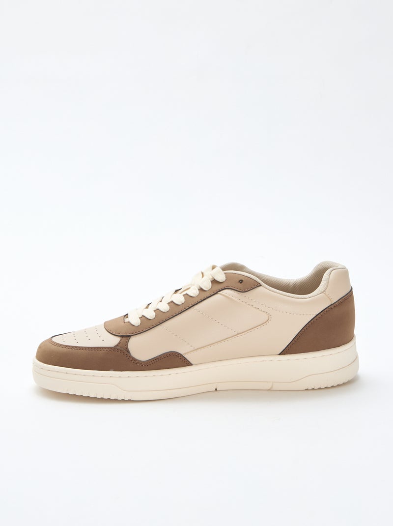 Zapatillas bajas con corte bicolor Beige - Kiabi