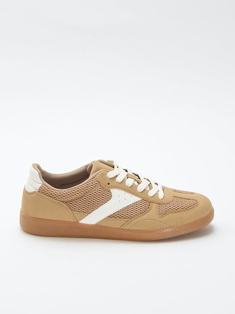 Zapatillas bajas con detalles textiles Marron - Kiabi