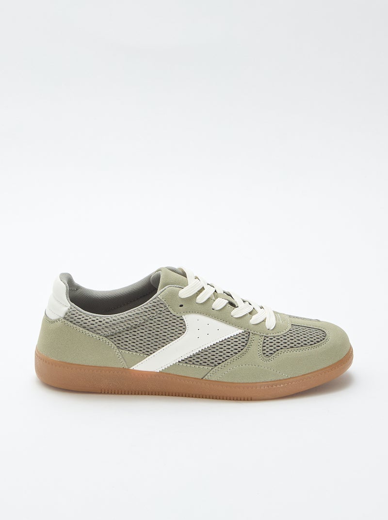 Zapatillas bajas con detalles textiles Verde - Kiabi