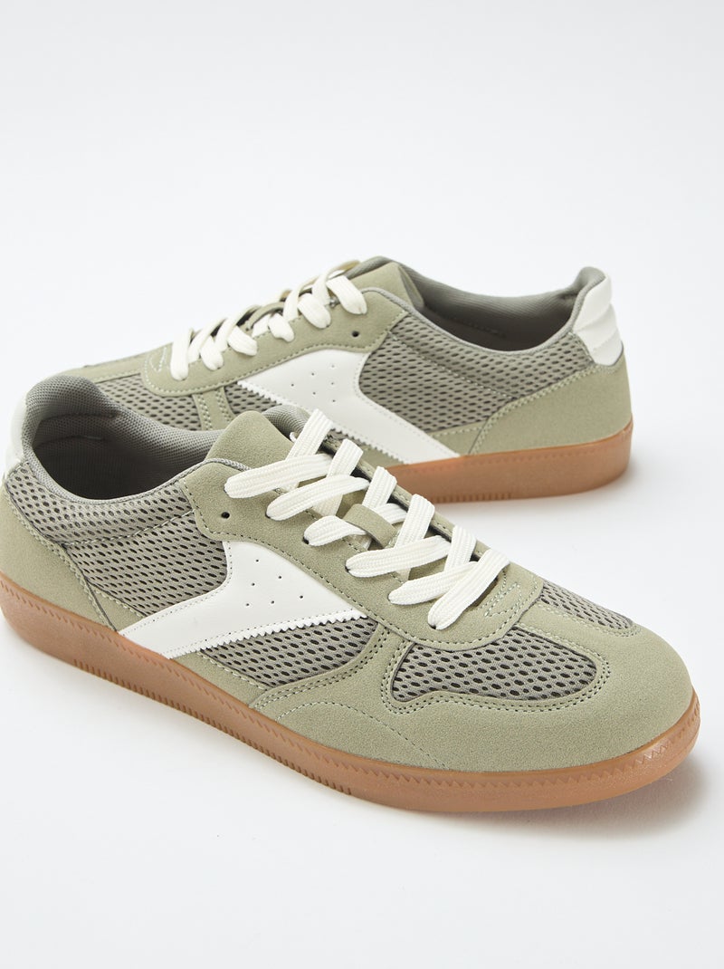Zapatillas bajas con detalles textiles Verde - Kiabi