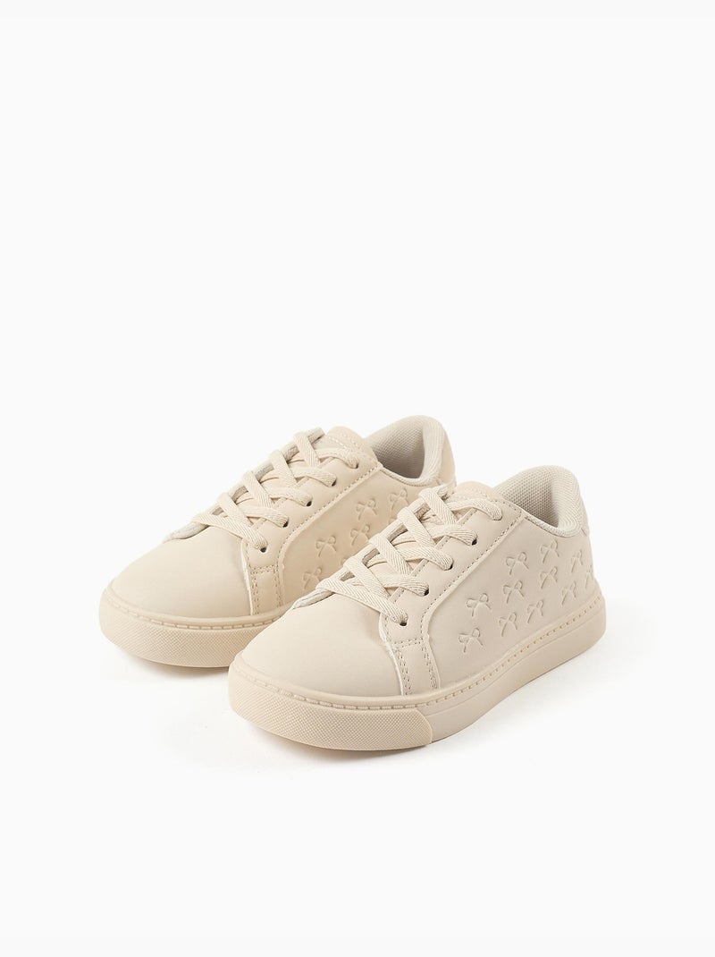 Zapatillas bajas con lazos en relieve y cordones elásticos Beige - Kiabi