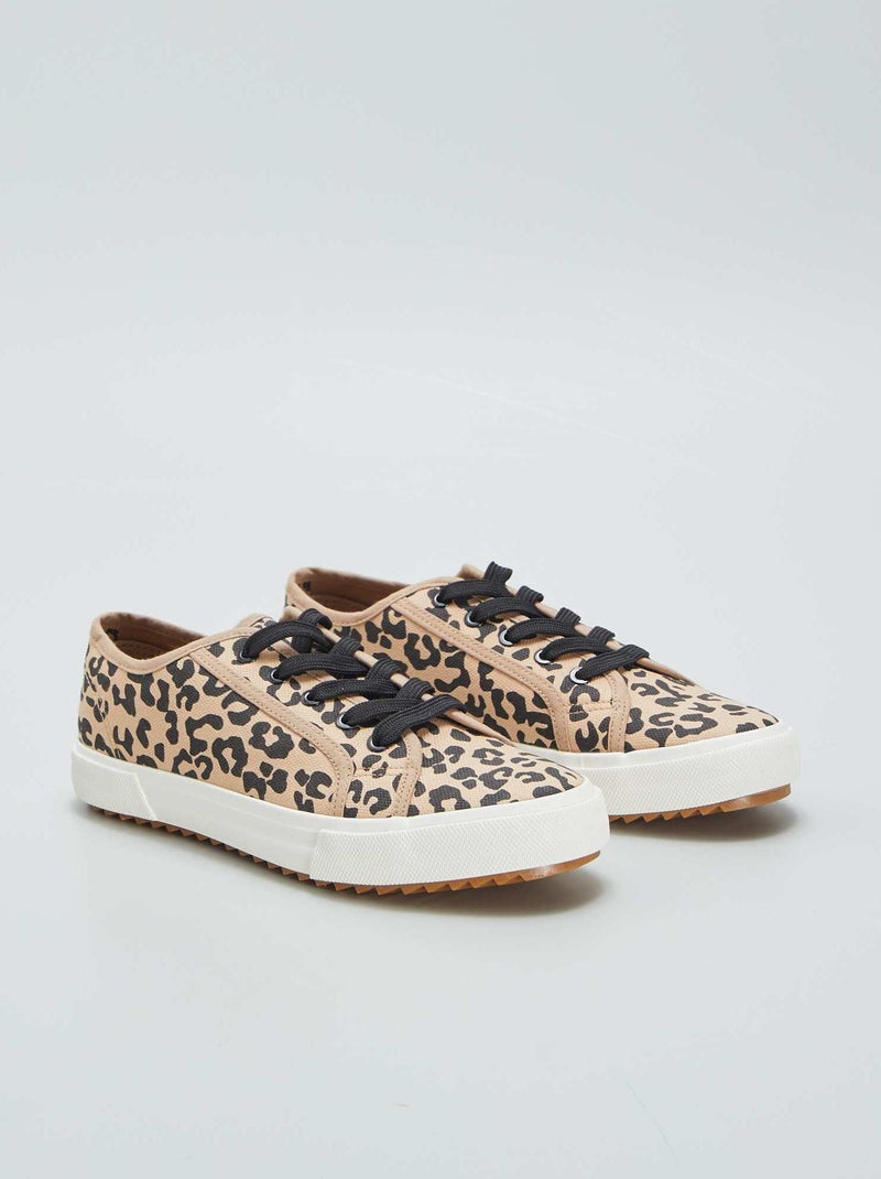 Zapatillas bajas con motivo de leopardo NEGRO - Kiabi