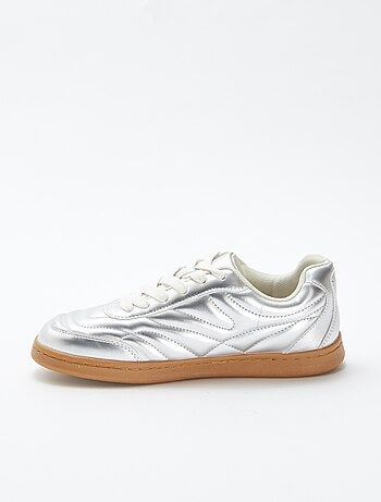 Zapatillas bajas con textura plateadas