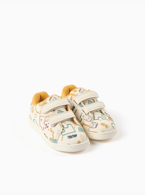 Zapatillas bajas con tira autoadherente y estampado colorido - Kiabi