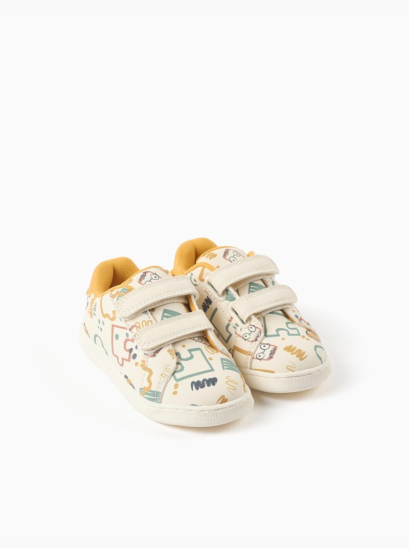 Zapatillas bajas con tira autoadherente y estampado colorido Amarillo - Kiabi
