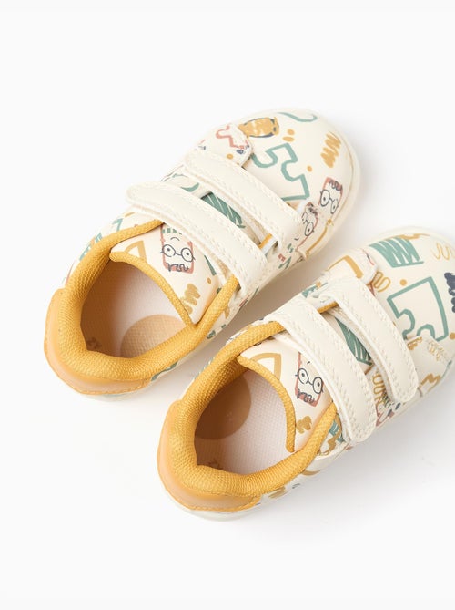Zapatillas bajas con tira autoadherente y estampado colorido - Kiabi