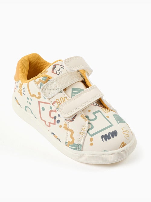 Zapatillas bajas con tira autoadherente y estampado colorido - Kiabi