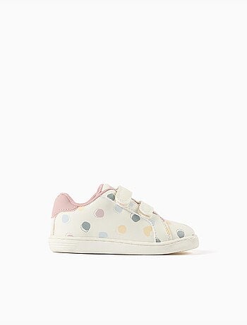 Zapatillas bajas con tira autoadherente y estampado de lunares