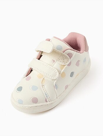 Zapatillas bajas con tira autoadherente y estampado de lunares
