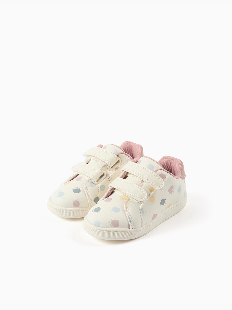 Zapatillas bajas con tira autoadherente y estampado de lunares Malva lila - Kiabi