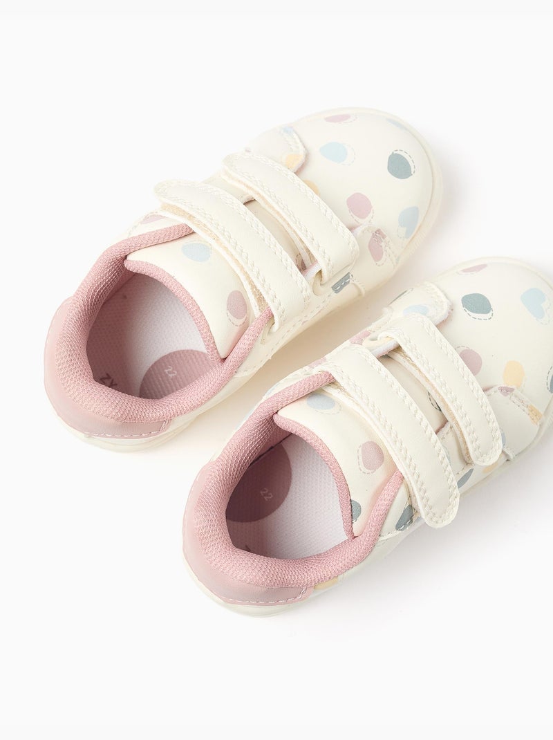 Zapatillas bajas con tira autoadherente y estampado de lunares Malva lila - Kiabi