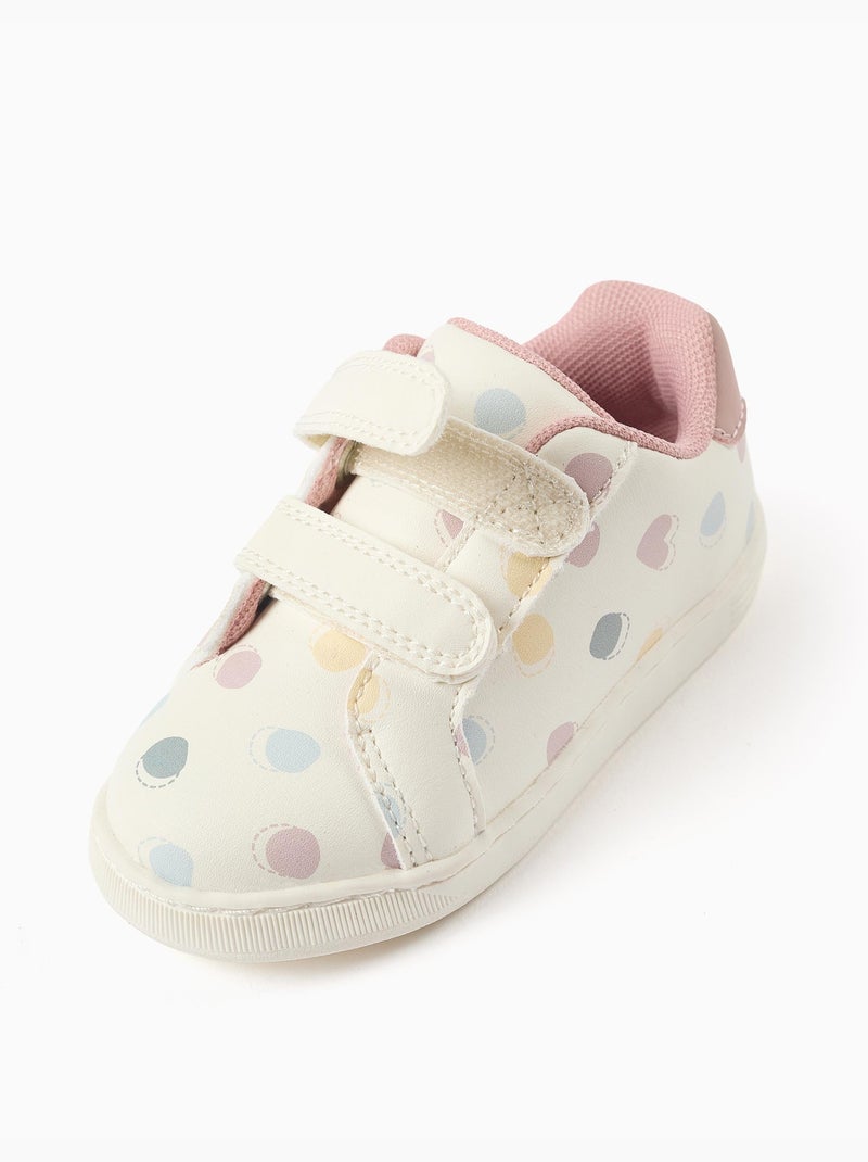 Zapatillas bajas con tira autoadherente y estampado de lunares Malva lila - Kiabi
