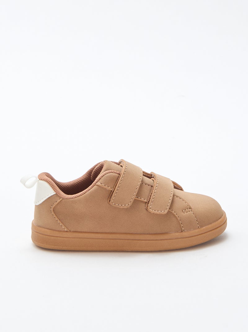 Zapatillas bajas con velcro de ante bicolor Marron - Kiabi