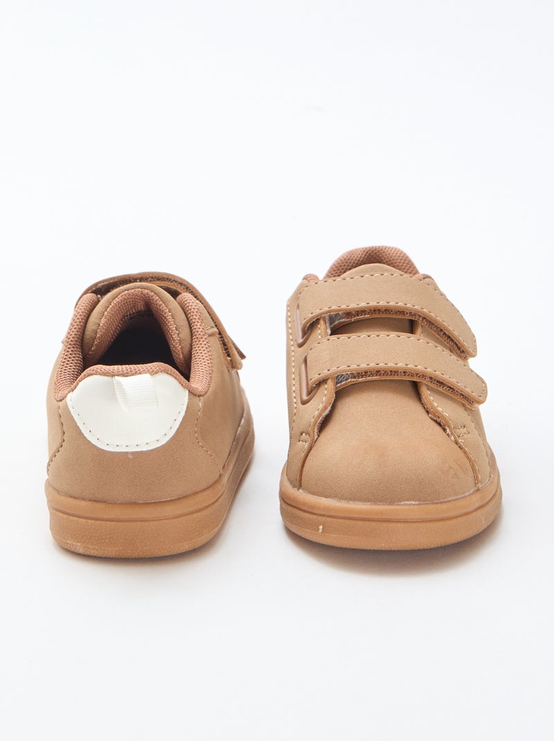 Zapatillas bajas con velcro de ante bicolor Marron - Kiabi