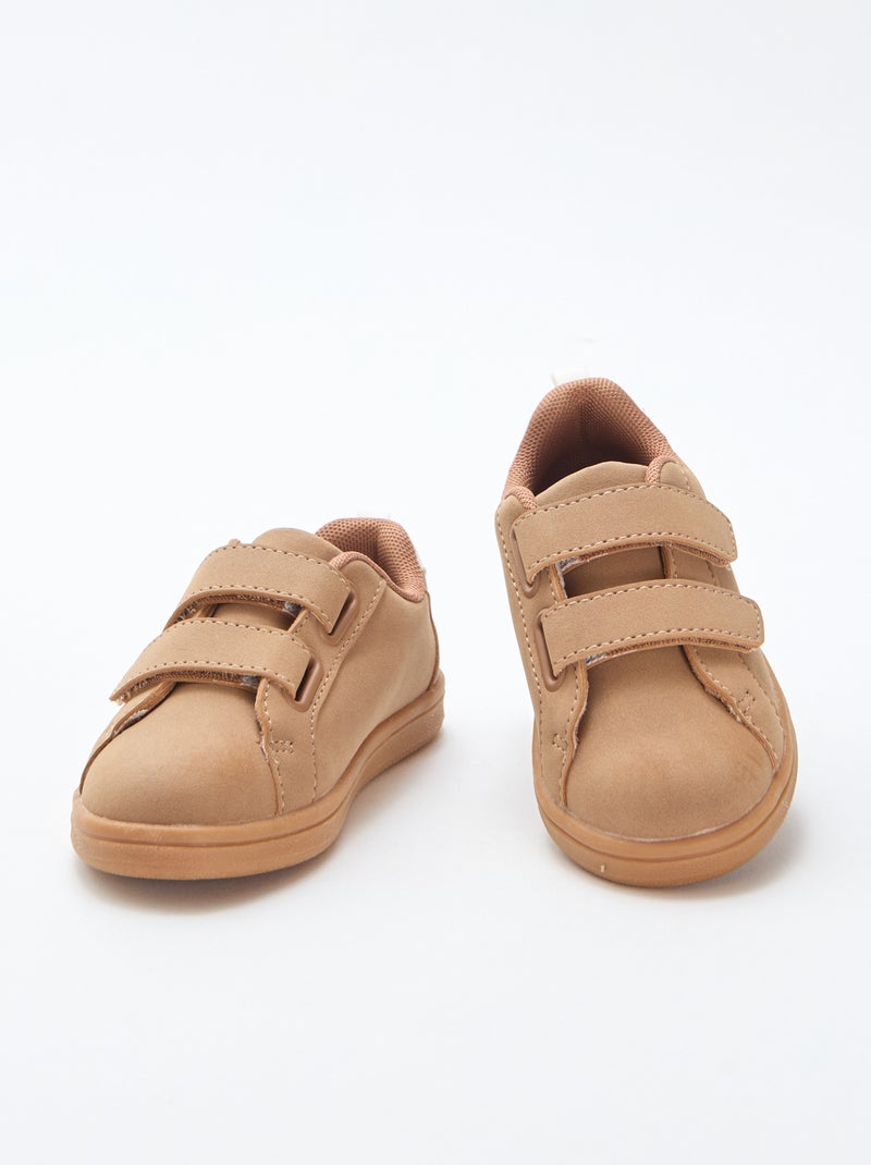 Zapatillas bajas con velcro de ante bicolor Marron - Kiabi
