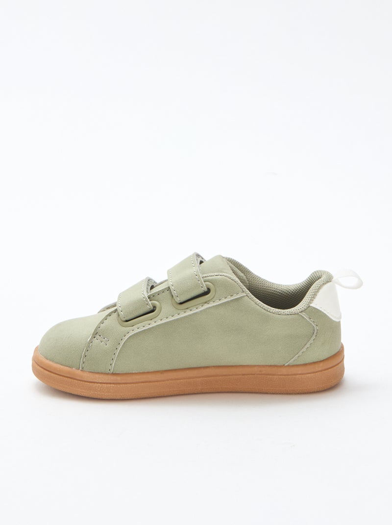 Zapatillas bajas con velcro de ante bicolor Verde - Kiabi