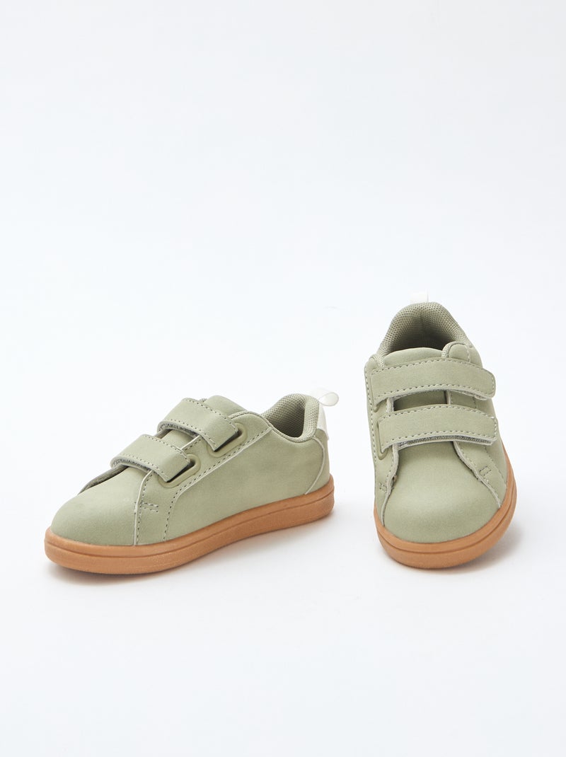 Zapatillas bajas con velcro de ante bicolor Verde - Kiabi
