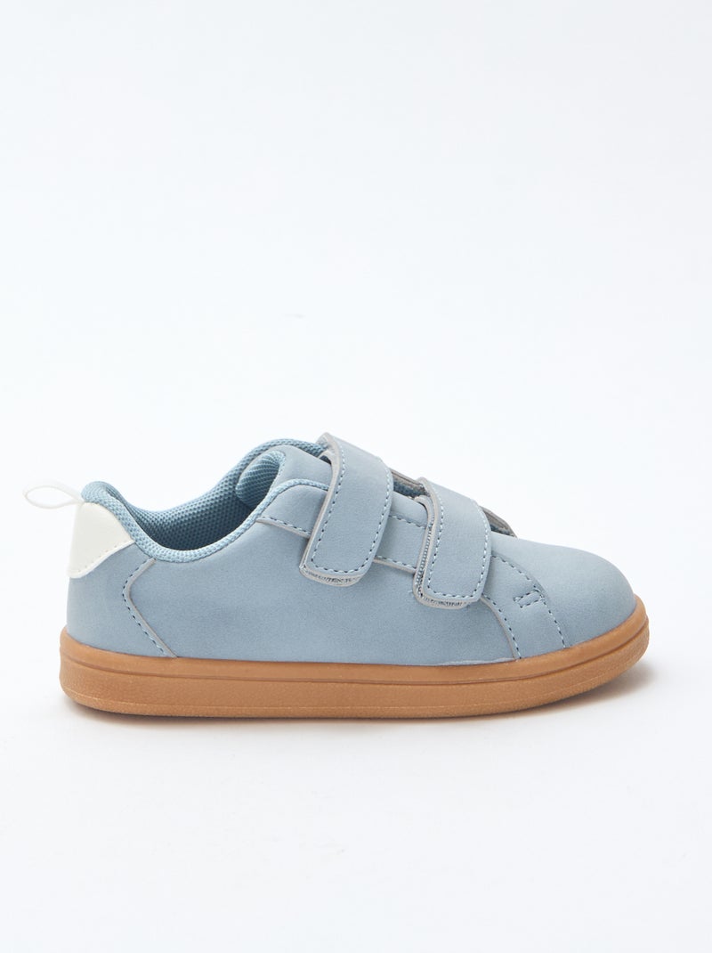 Zapatillas bajas con velcro de serraje bicolor Azul - Kiabi