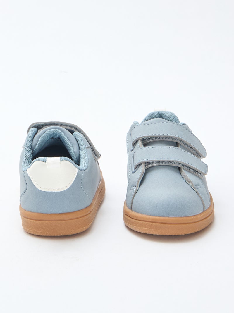 Zapatillas bajas con velcro de serraje bicolor Azul - Kiabi