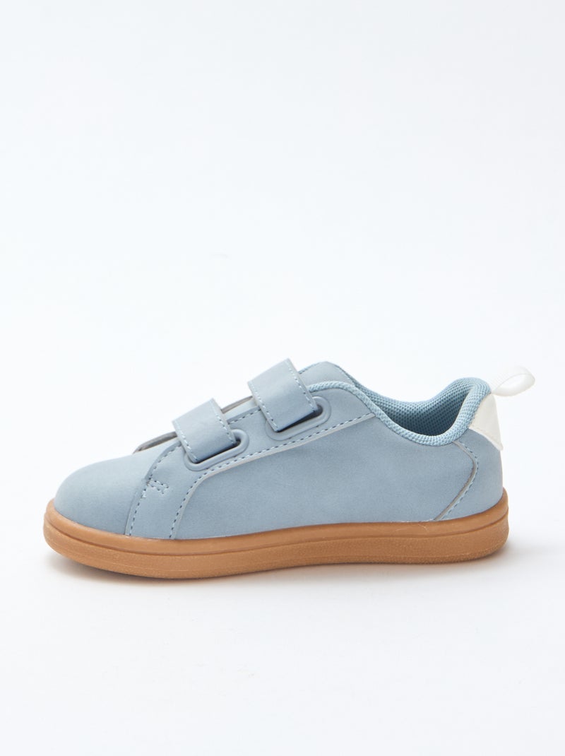 Zapatillas bajas con velcro de serraje bicolor Azul - Kiabi