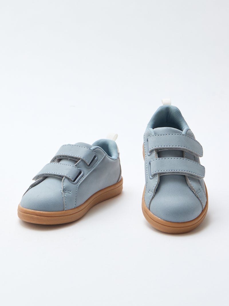 Zapatillas bajas con velcro de serraje bicolor Azul - Kiabi