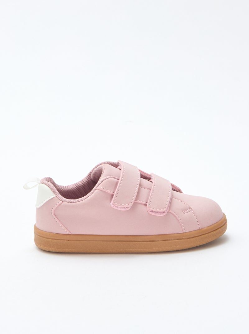 Zapatillas bajas con velcro de serraje bicolor Rosa - Kiabi