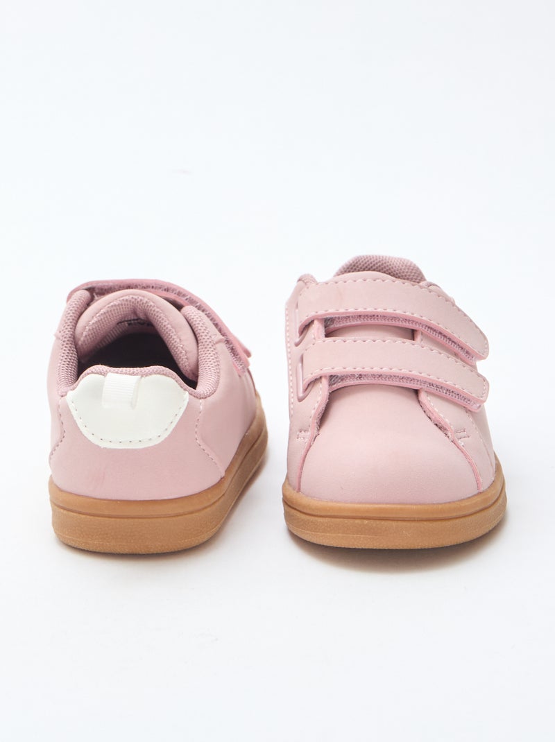 Zapatillas bajas con velcro de serraje bicolor Rosa - Kiabi