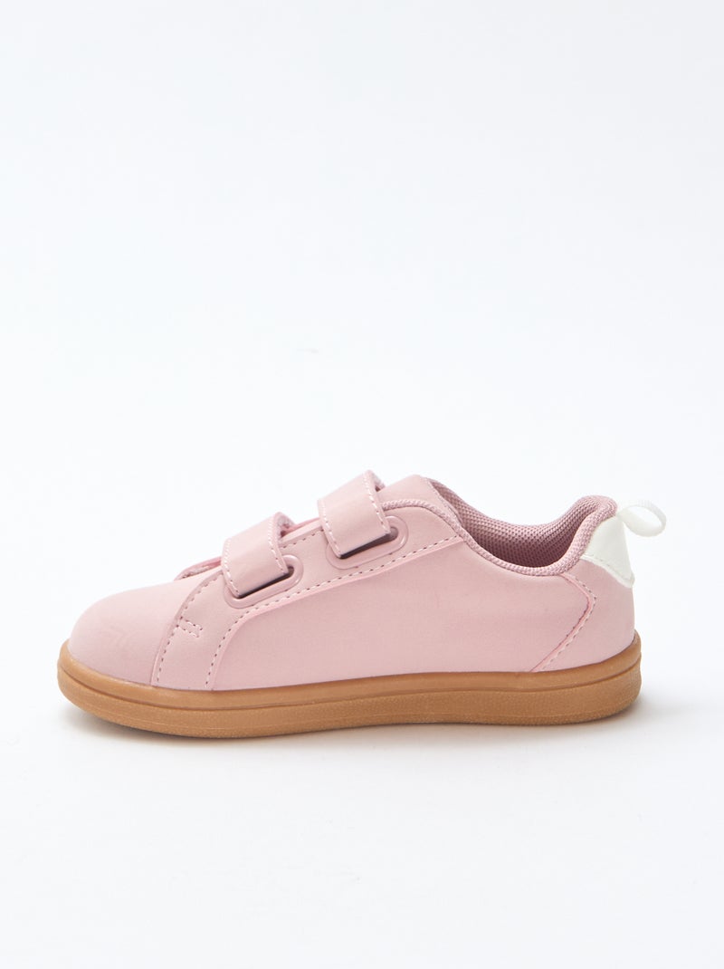 Zapatillas bajas con velcro de serraje bicolor Rosa - Kiabi
