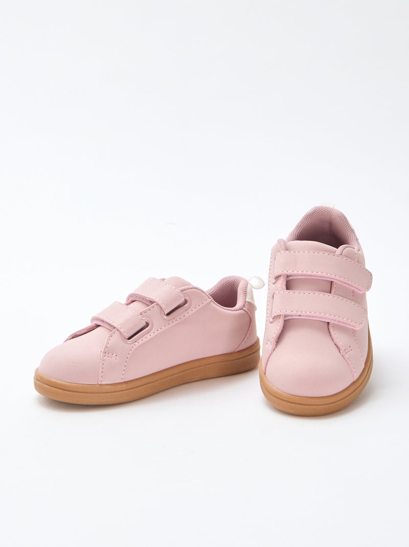 Zapatillas bajas con velcro de serraje bicolor Rosa - Kiabi