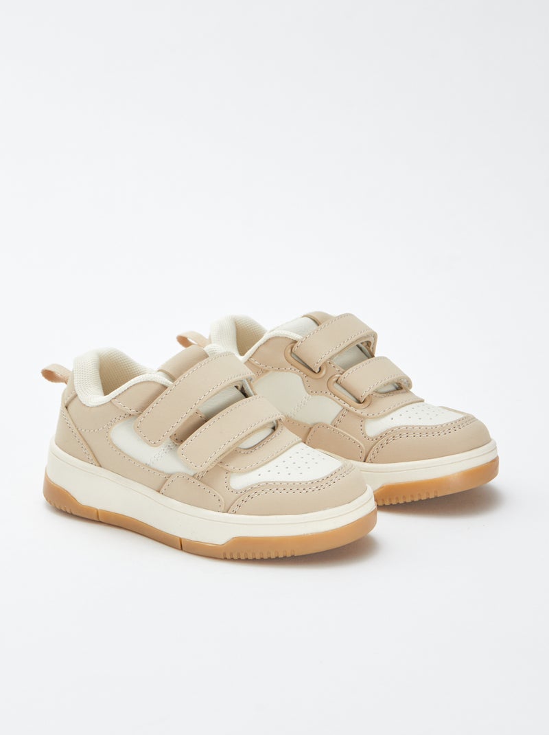 Zapatillas bajas con velcros tipo skate beige - Kiabi