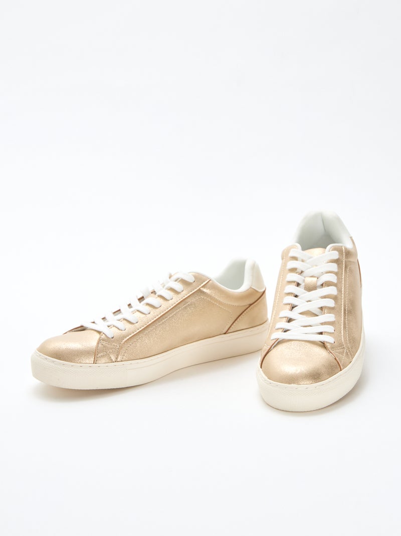 Zapatillas bajas de ante brillante Amarillo - Kiabi