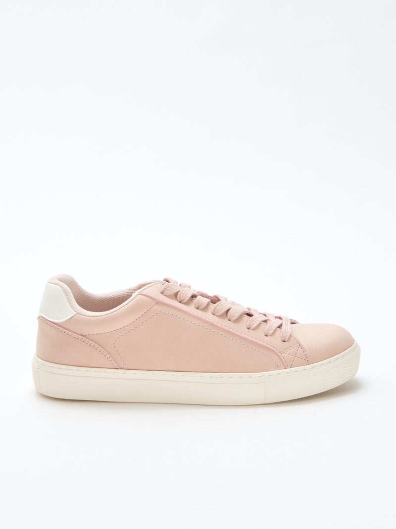 Zapatillas bajas de ante brillante Beige - Kiabi