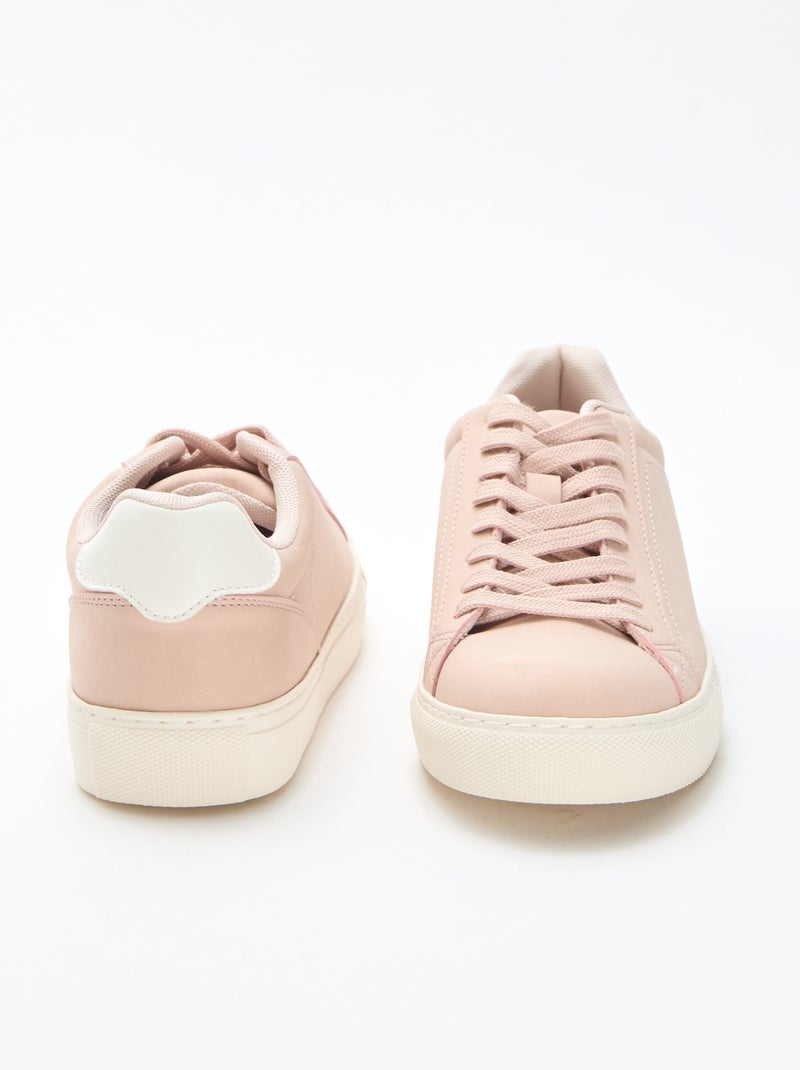 Zapatillas bajas de ante brillante Beige - Kiabi