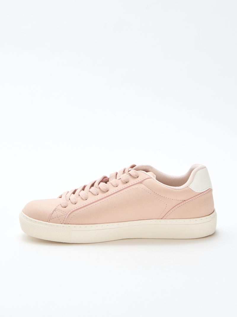 Zapatillas bajas de ante brillante Beige - Kiabi