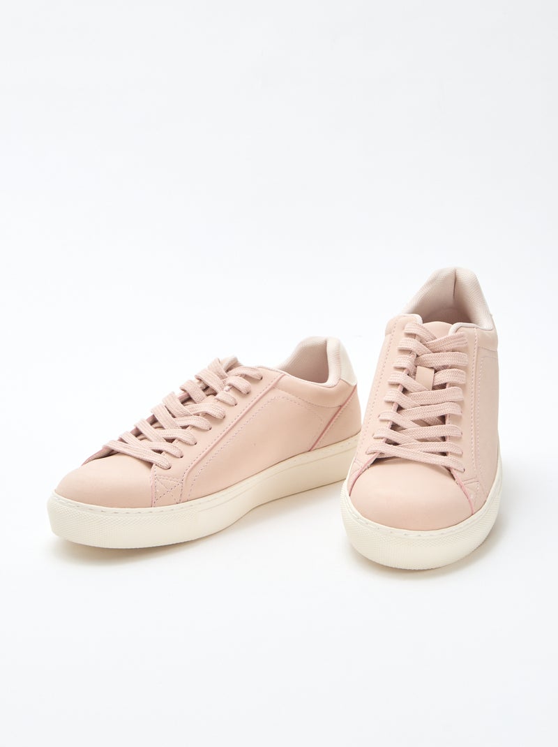 Zapatillas bajas de ante brillante Beige - Kiabi