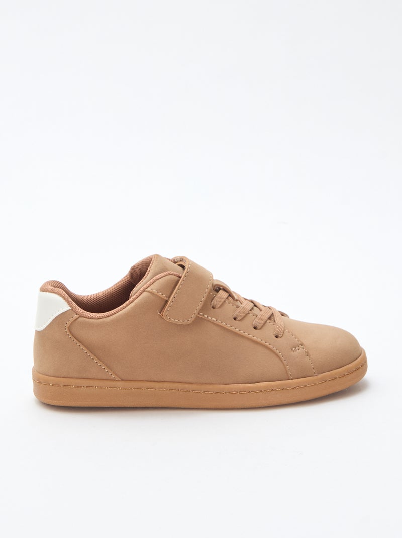 Zapatillas bajas de ante sintético con velcro Marron - Kiabi