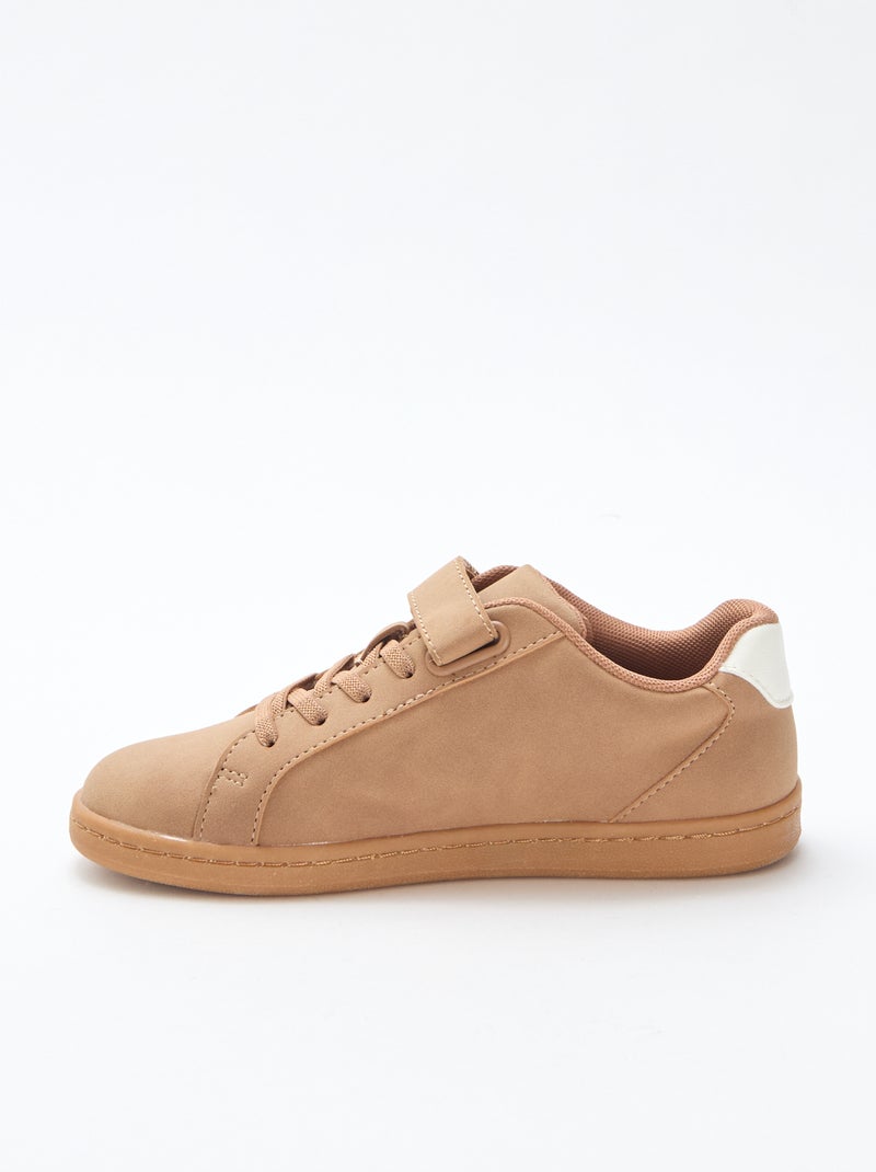 Zapatillas bajas de ante sintético con velcro Marron - Kiabi