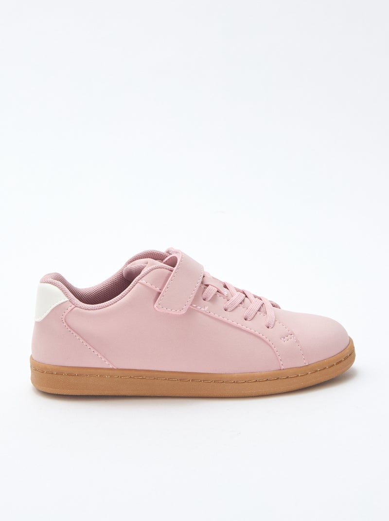 Zapatillas bajas de ante sintético con velcro Rosa - Kiabi
