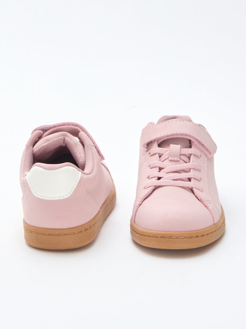 Zapatillas bajas de ante sintético con velcro Rosa - Kiabi