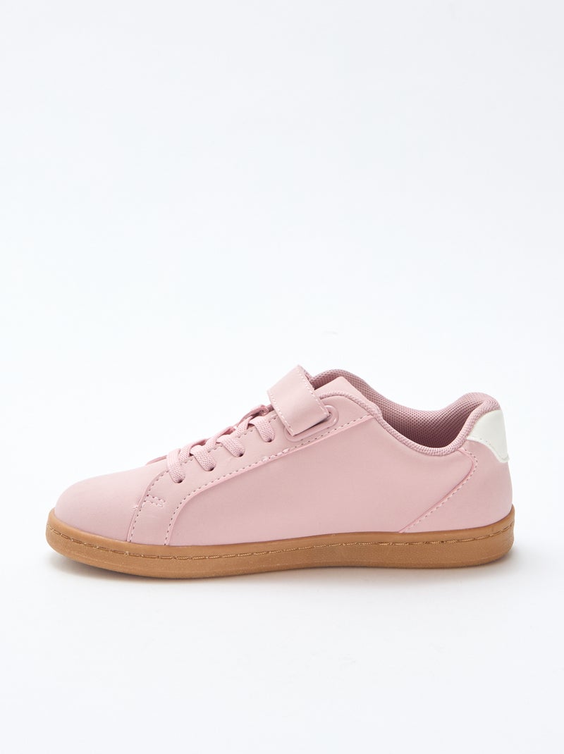 Zapatillas bajas de ante sintético con velcro Rosa - Kiabi