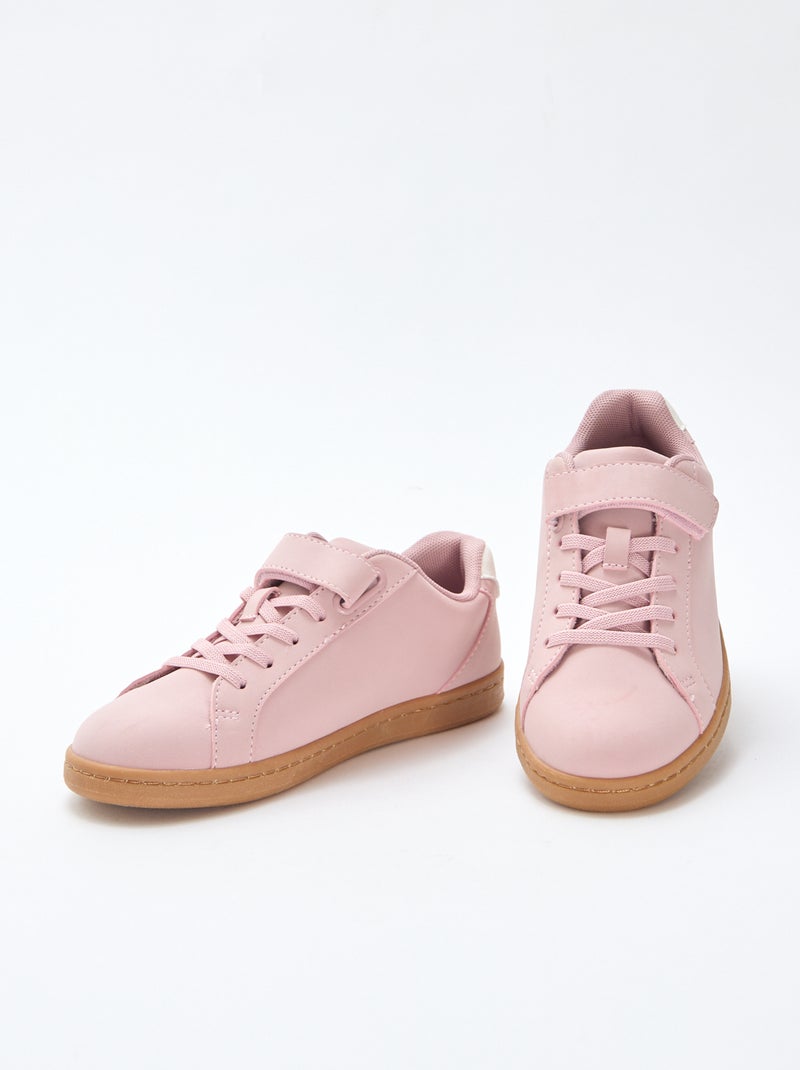 Zapatillas bajas de ante sintético con velcro Rosa - Kiabi